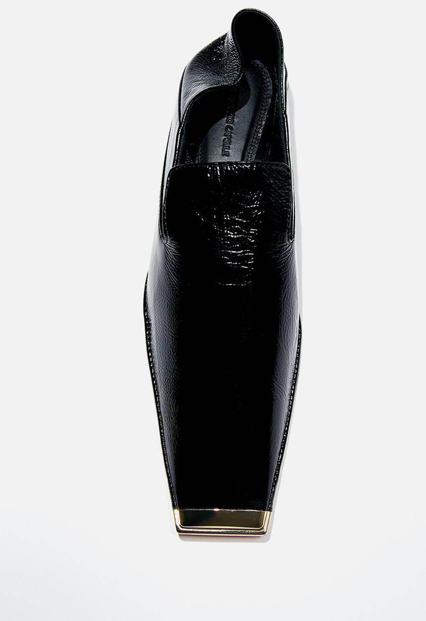 H&M - H&M Studio: Crackled-finish leather loafers - black