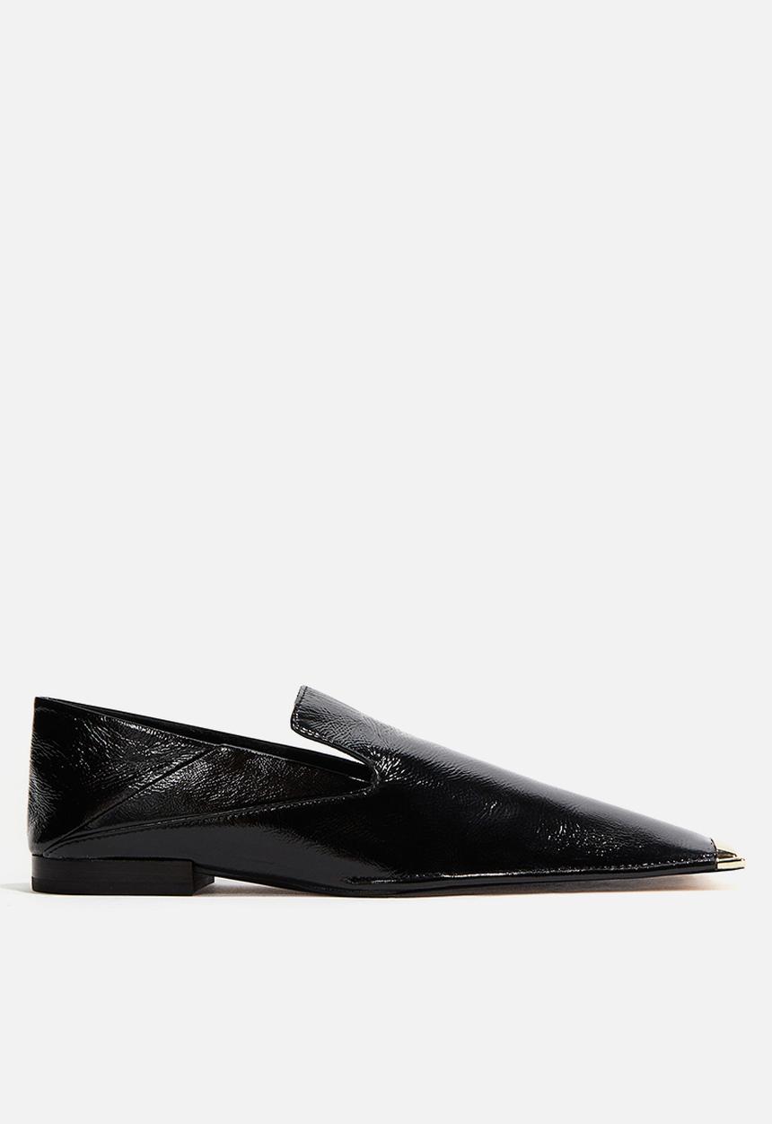 H&M - H&M Studio: Crackled-finish leather loafers - black