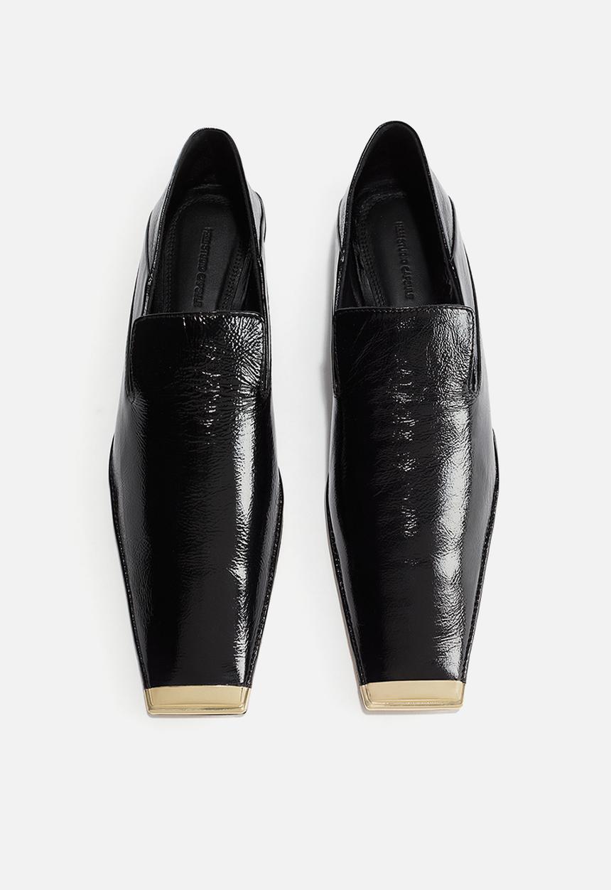 H&M - H&M Studio: Crackled-finish leather loafers - black