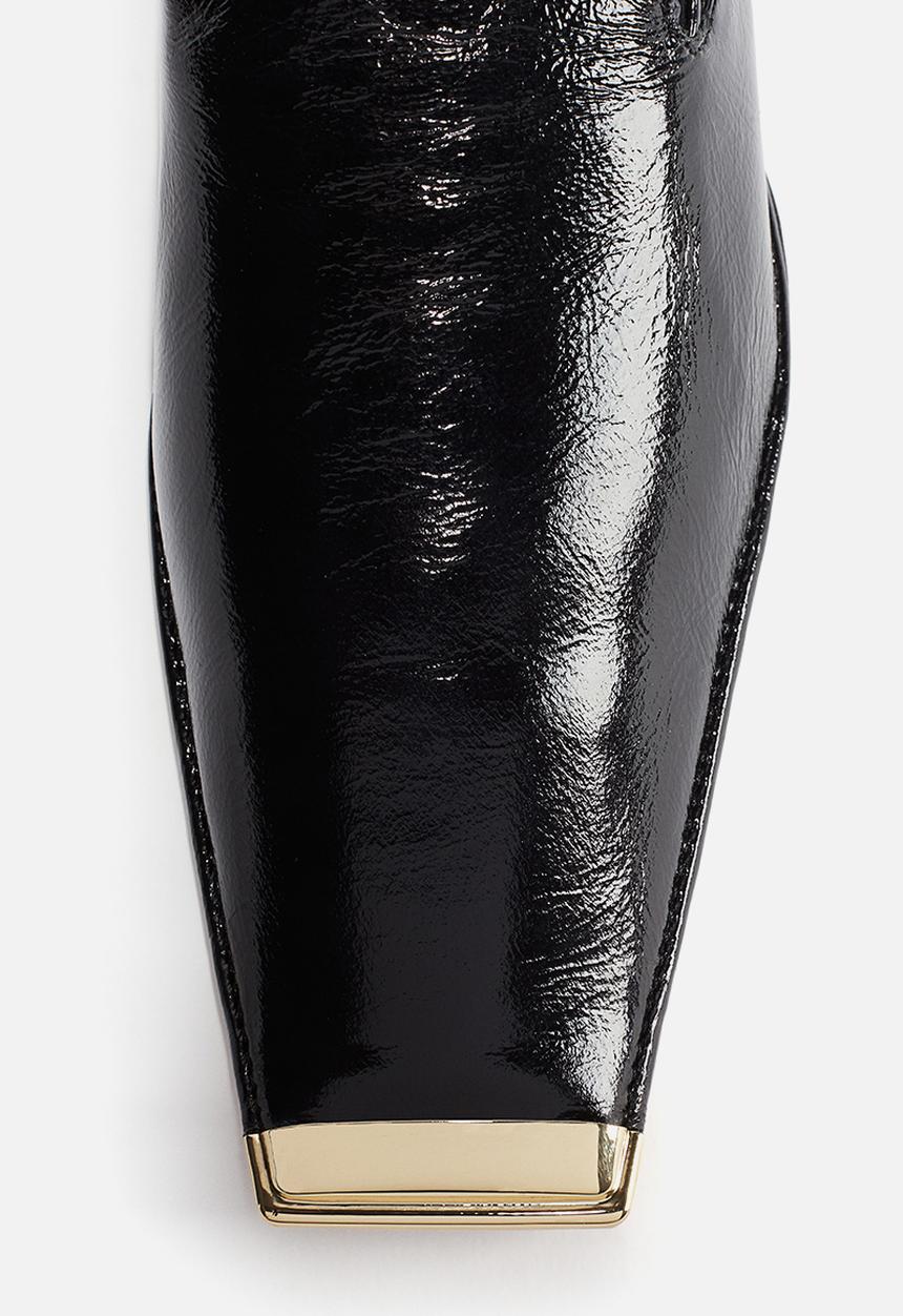 H&M - H&M Studio: Crackled-finish leather loafers - black
