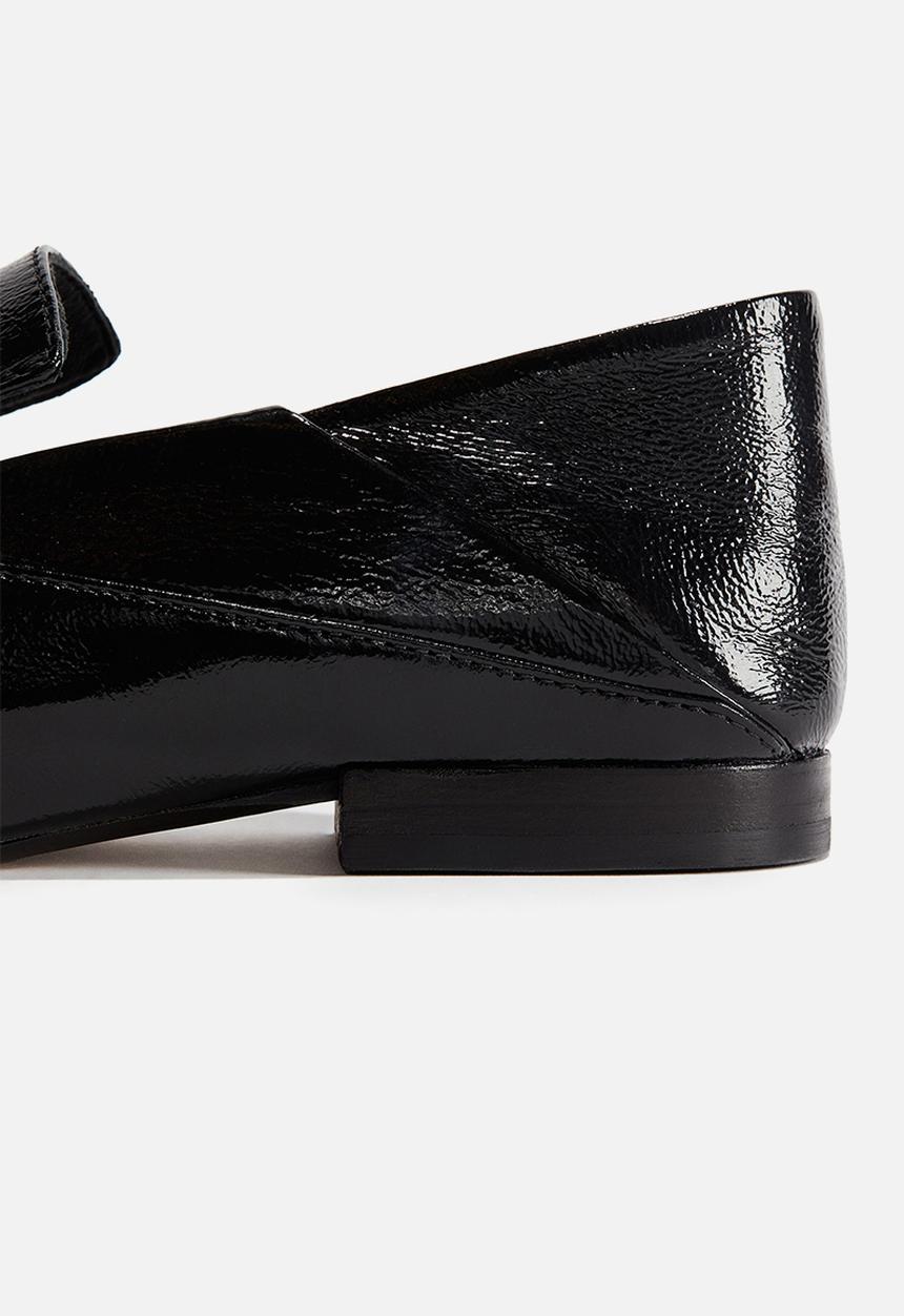 H&M - H&M Studio: Crackled-finish leather loafers - black