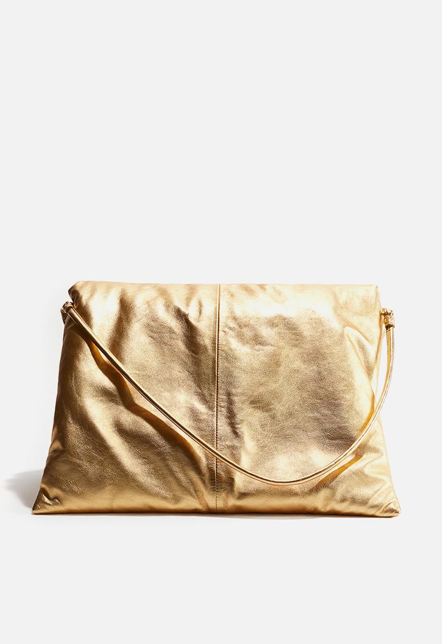h＆M  BIG ミラー　ゴールド H&M Studio: Shimmering padded leather bag - gold - 1249596001