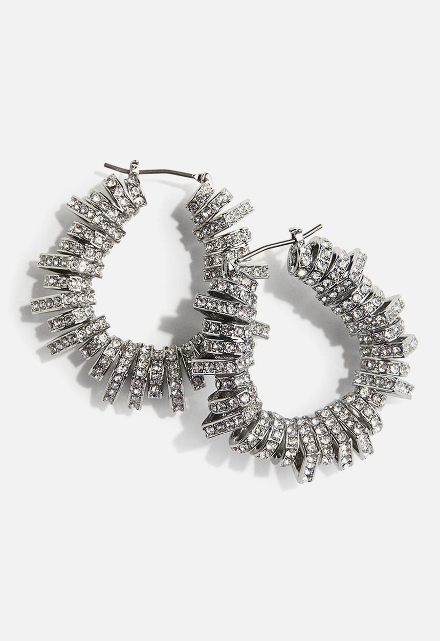 H&M - H&M Studio: Rhinestone-ornament  hoop earrings - silver