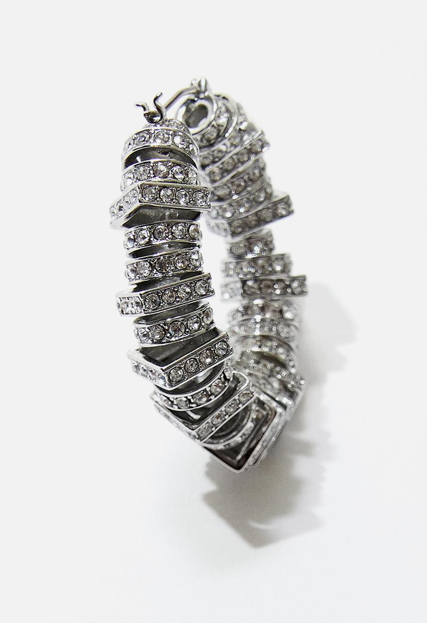 H&M - H&M Studio: Rhinestone-ornament  hoop earrings - silver