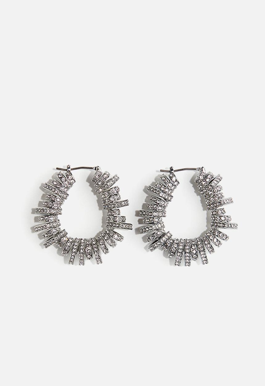 H&M - H&M Studio: Rhinestone-ornament  hoop earrings - silver