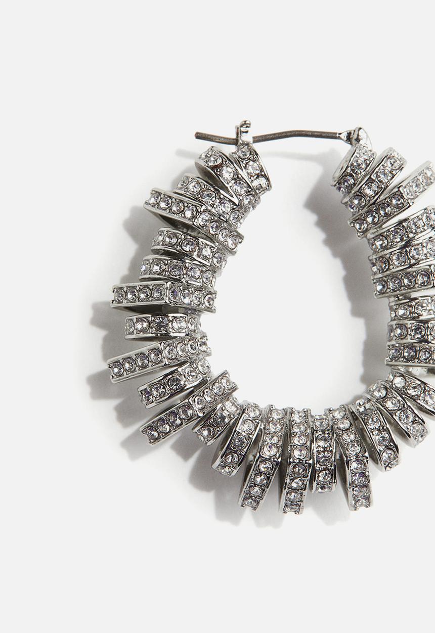 H&M - H&M Studio: Rhinestone-ornament  hoop earrings - silver