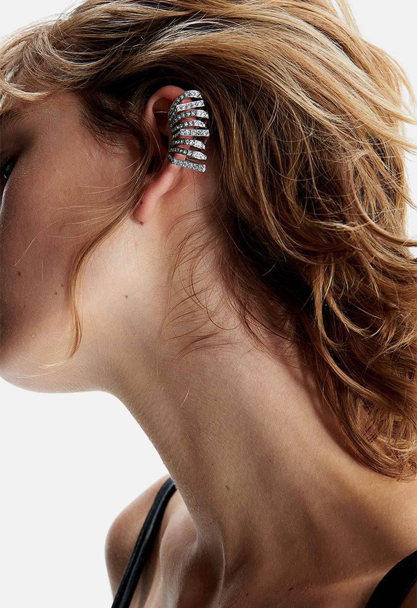 H&M - H&M Studio: Rhinestone-embellished ear cuff - silver