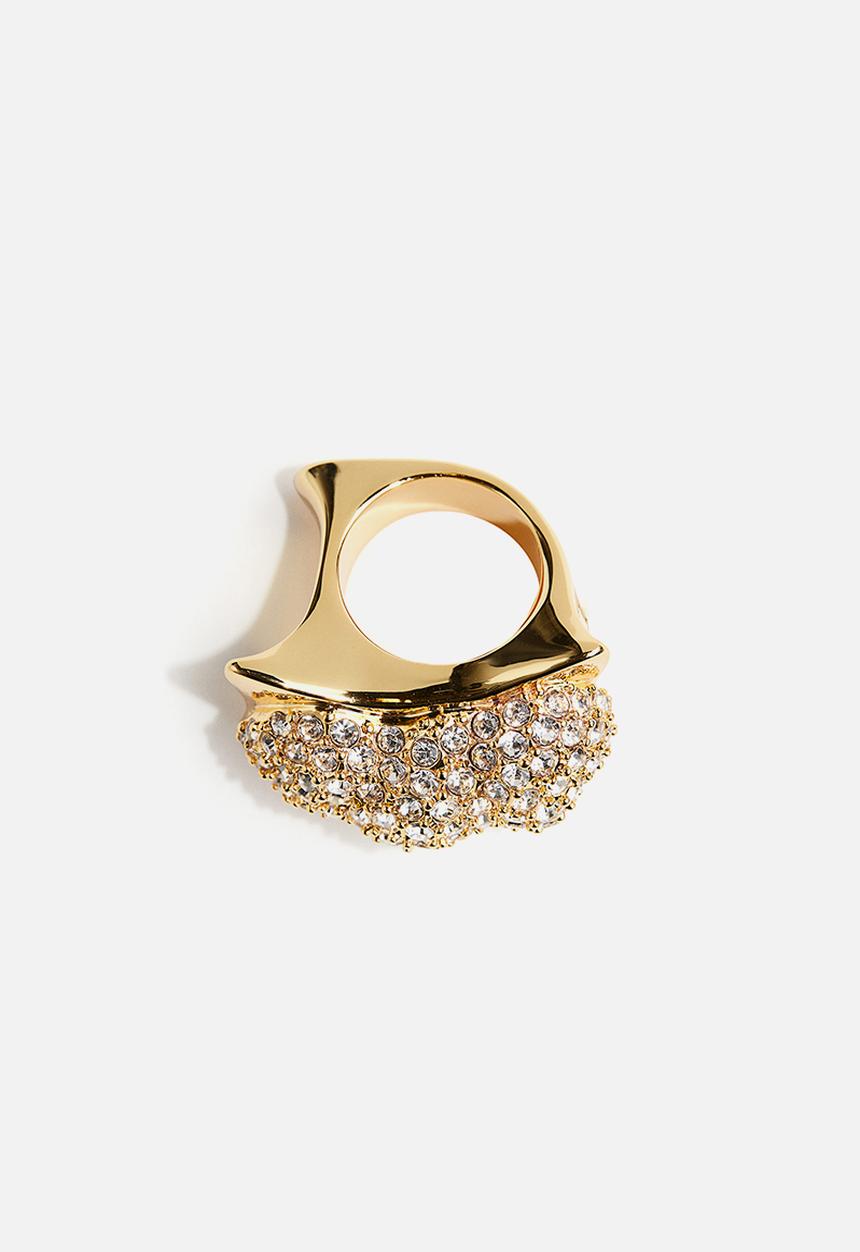 H&M - H&M Studio: Chunky rhinestone-embellished ring - gold