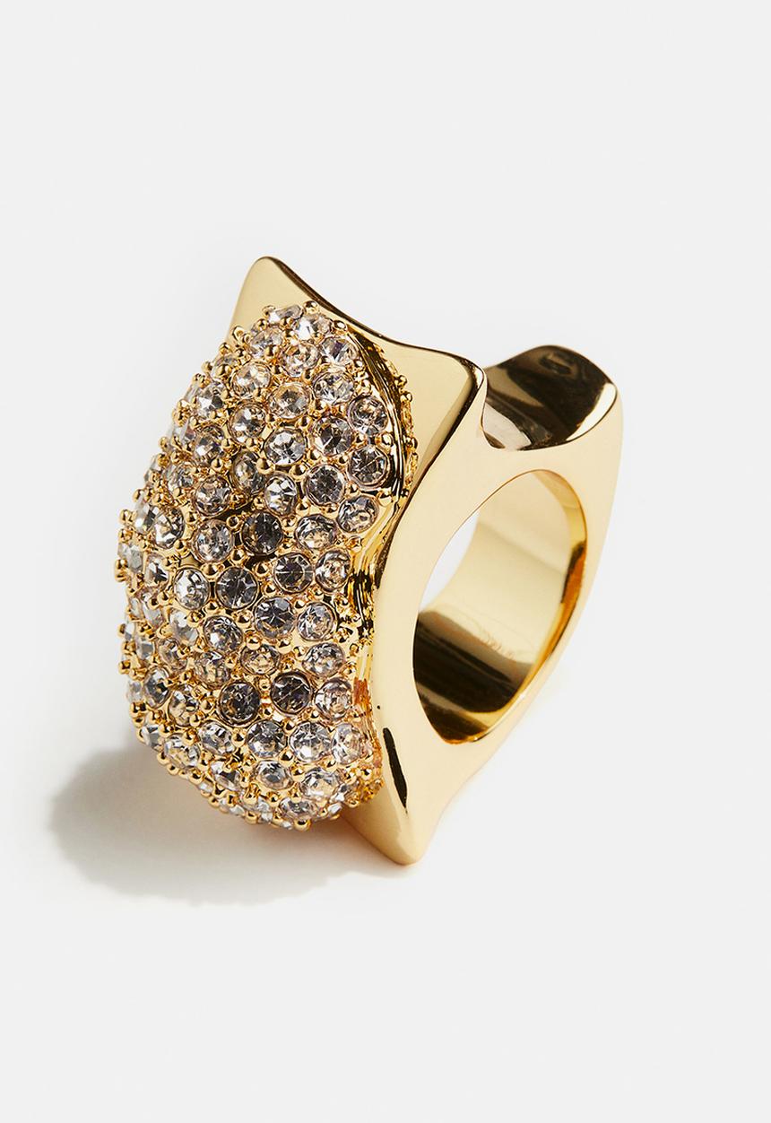H&M - H&M Studio: Chunky rhinestone-embellished ring - gold