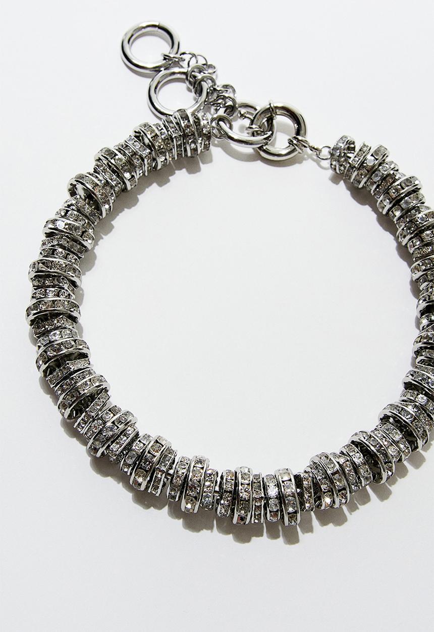 H&M - H&M Studio: Short rhinestone-ornament necklace - silver