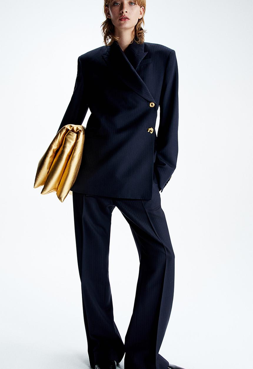 H&M - H&M Studio: Wool-blend tailored trousers - black