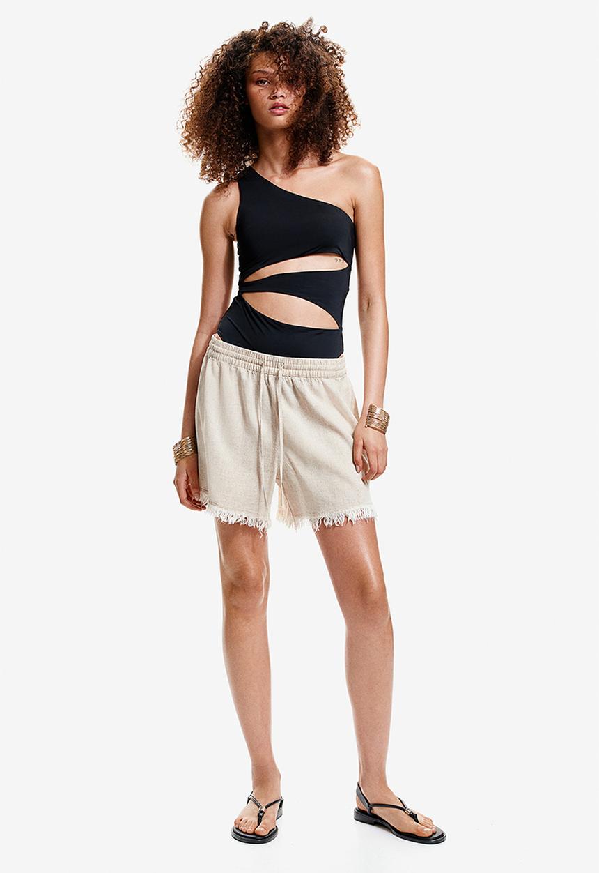 H&M - Linen-blend pull-on shorts - light beige
