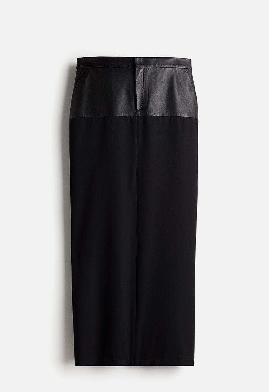 H&M - H&M Studio: Dual-fabric skirt - black