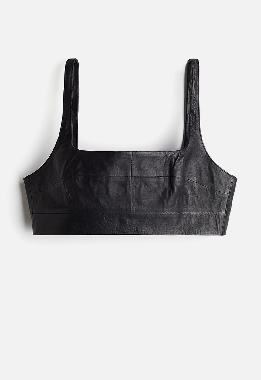 H&M - H&M Studio: Leather crop top - black
