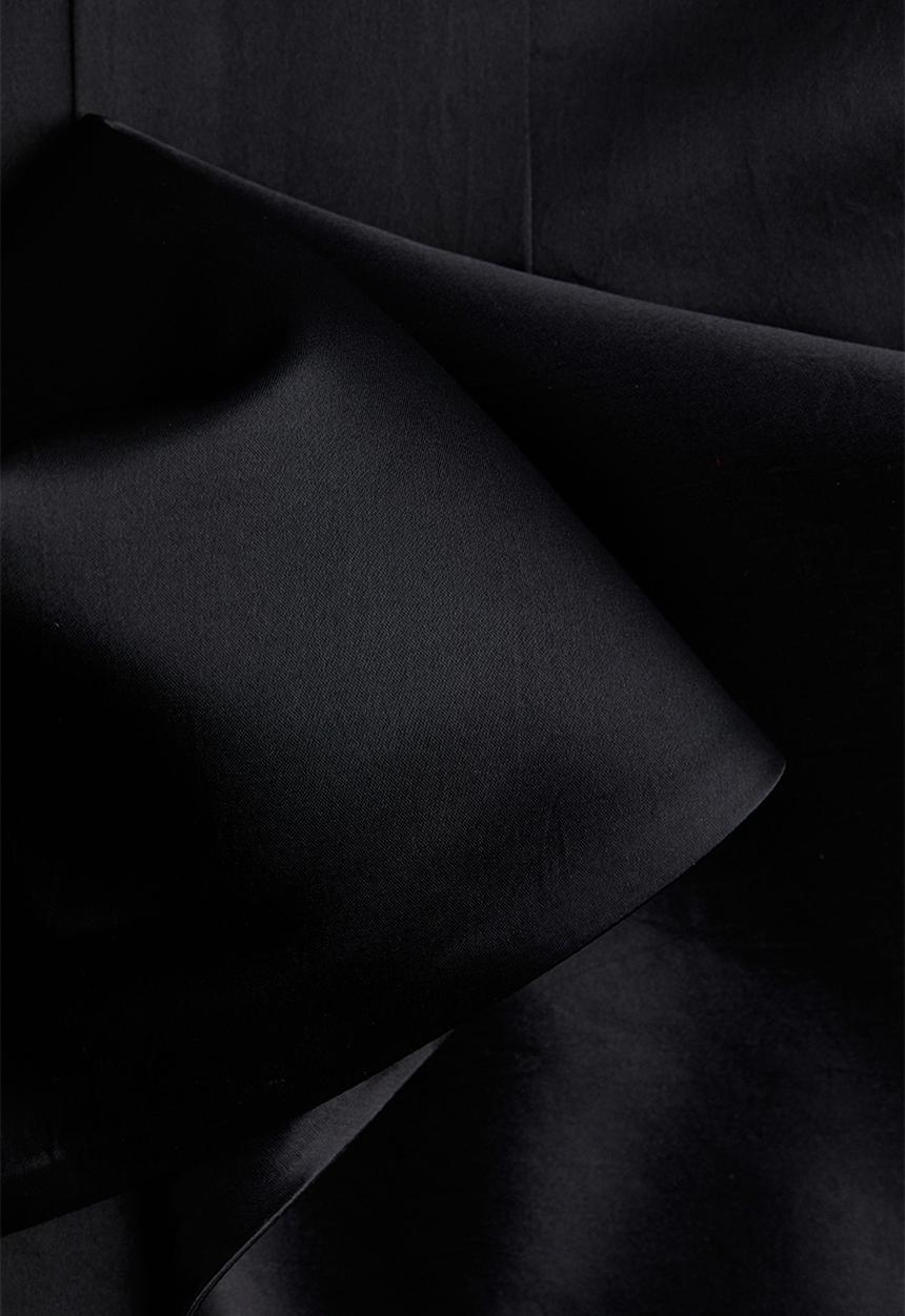 H&M - H&M Studio: Draped-panel shoulder-pad dress - black