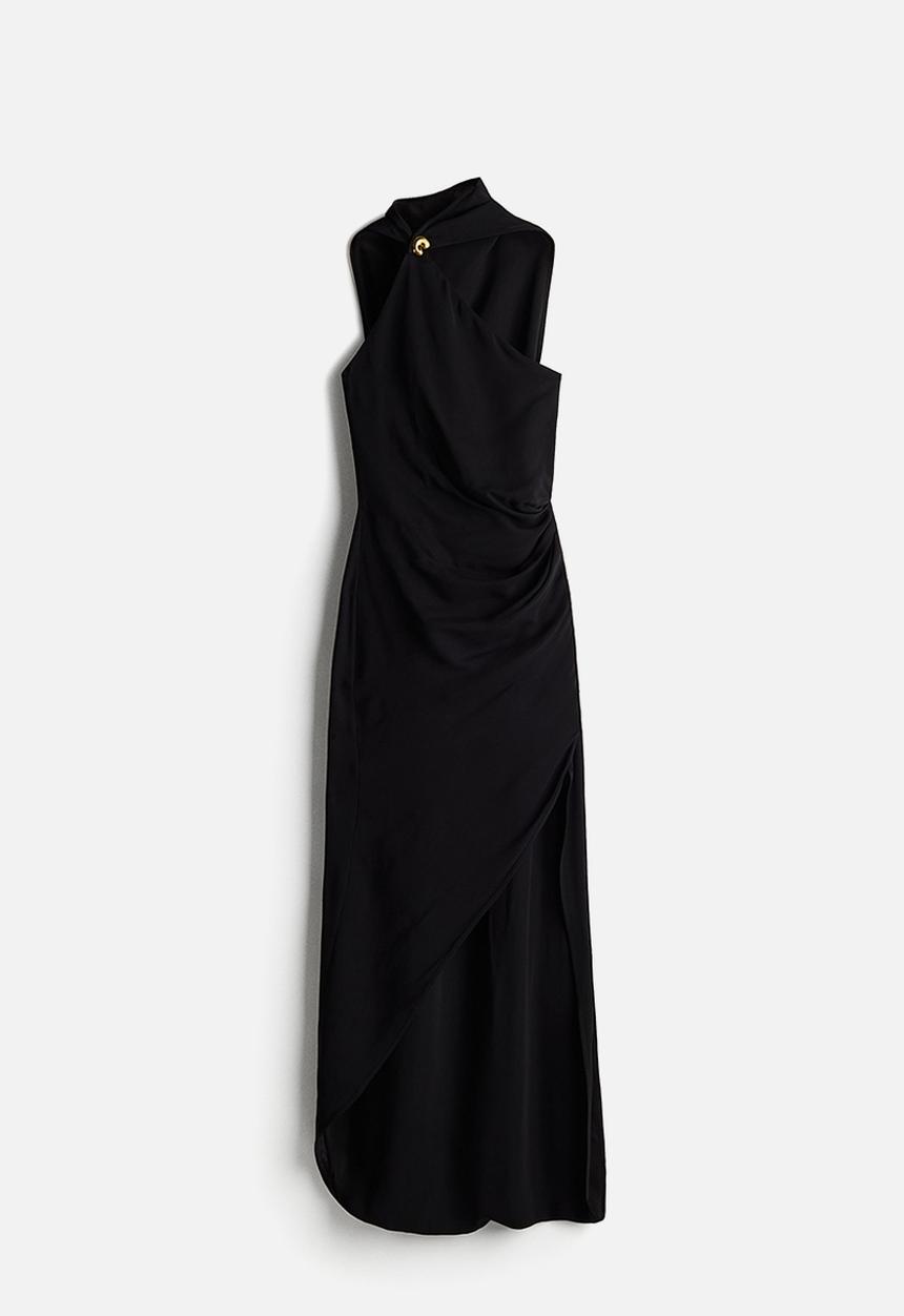 H&M - H&M Studio: Draped-panel sleeveless dress - black