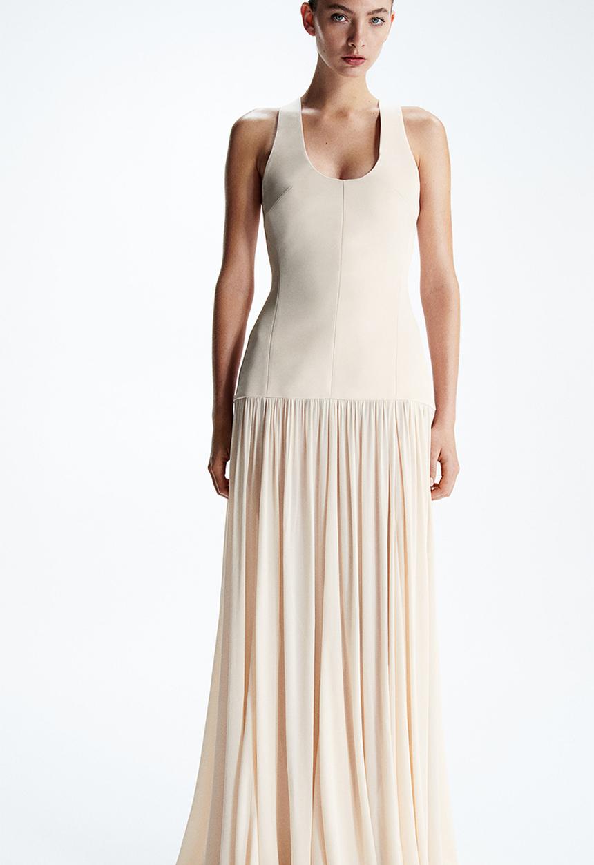 H&M - H&M Studio: Sheer-skirt maxi dress - light beige