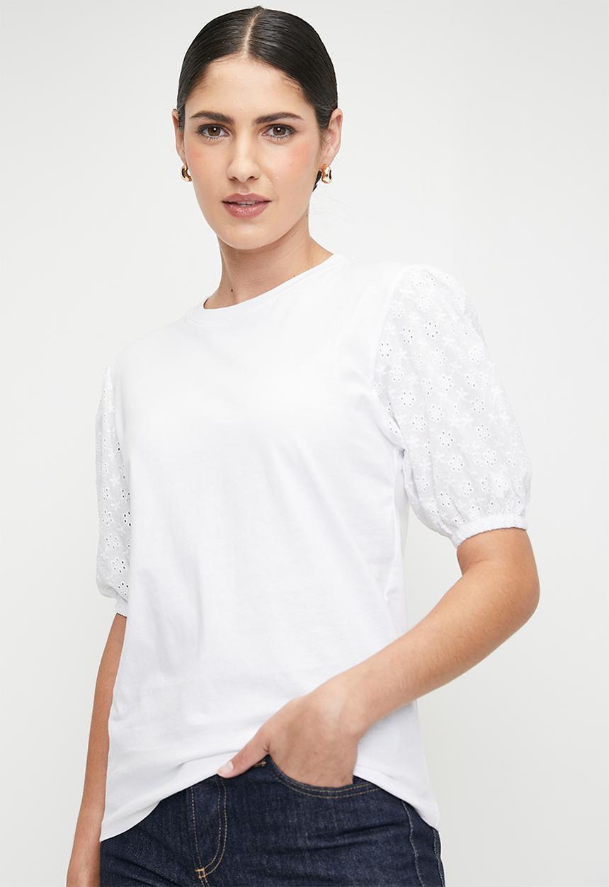 edit - Anglaise combo tee - white
