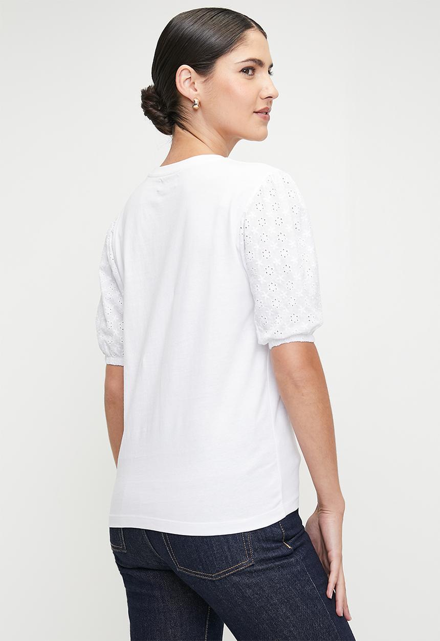 edit - Anglaise combo tee - white