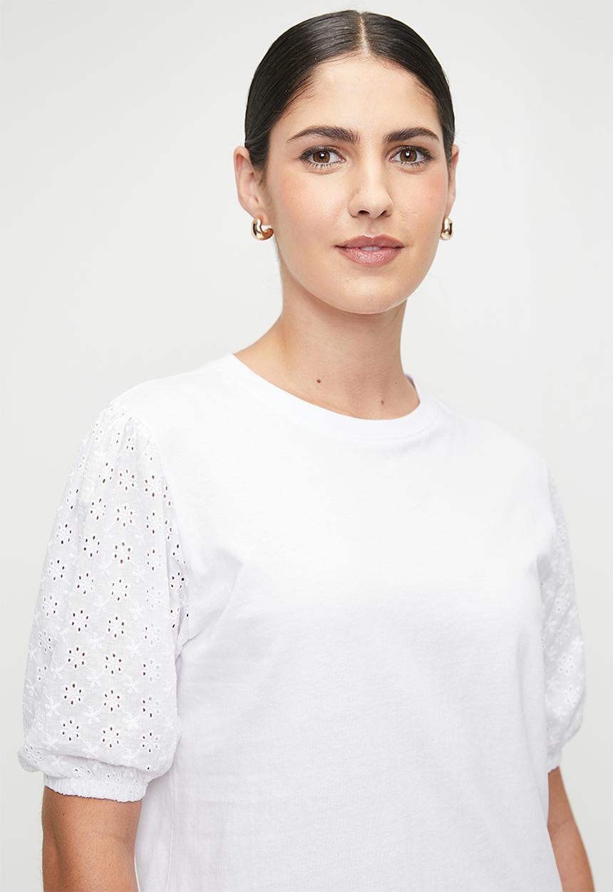 edit - Anglaise combo tee - white