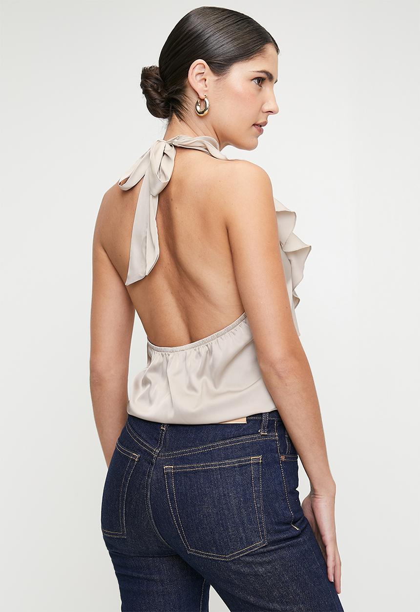 edit - Ruffle chiffon blouse - simply taupe