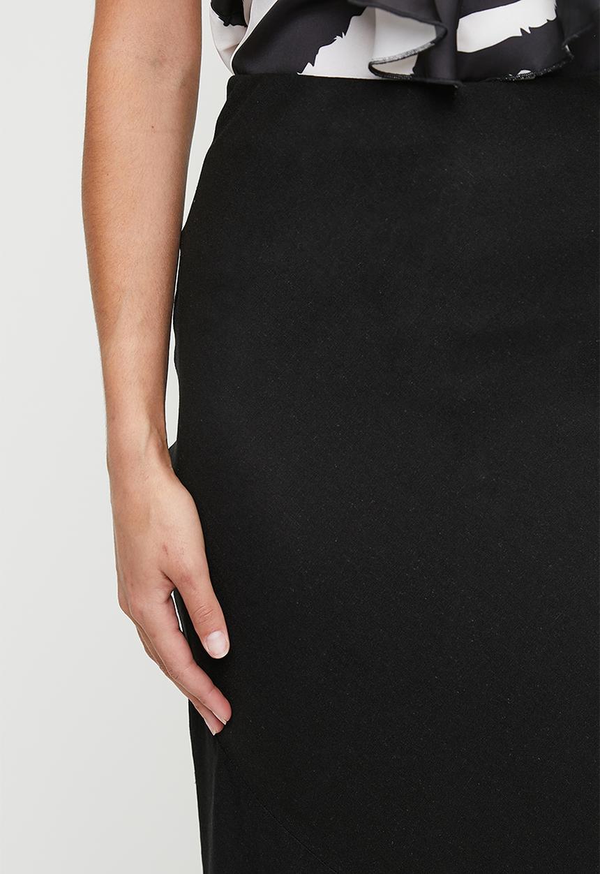 edit - Bias laundered linen maxi slip skirt - black