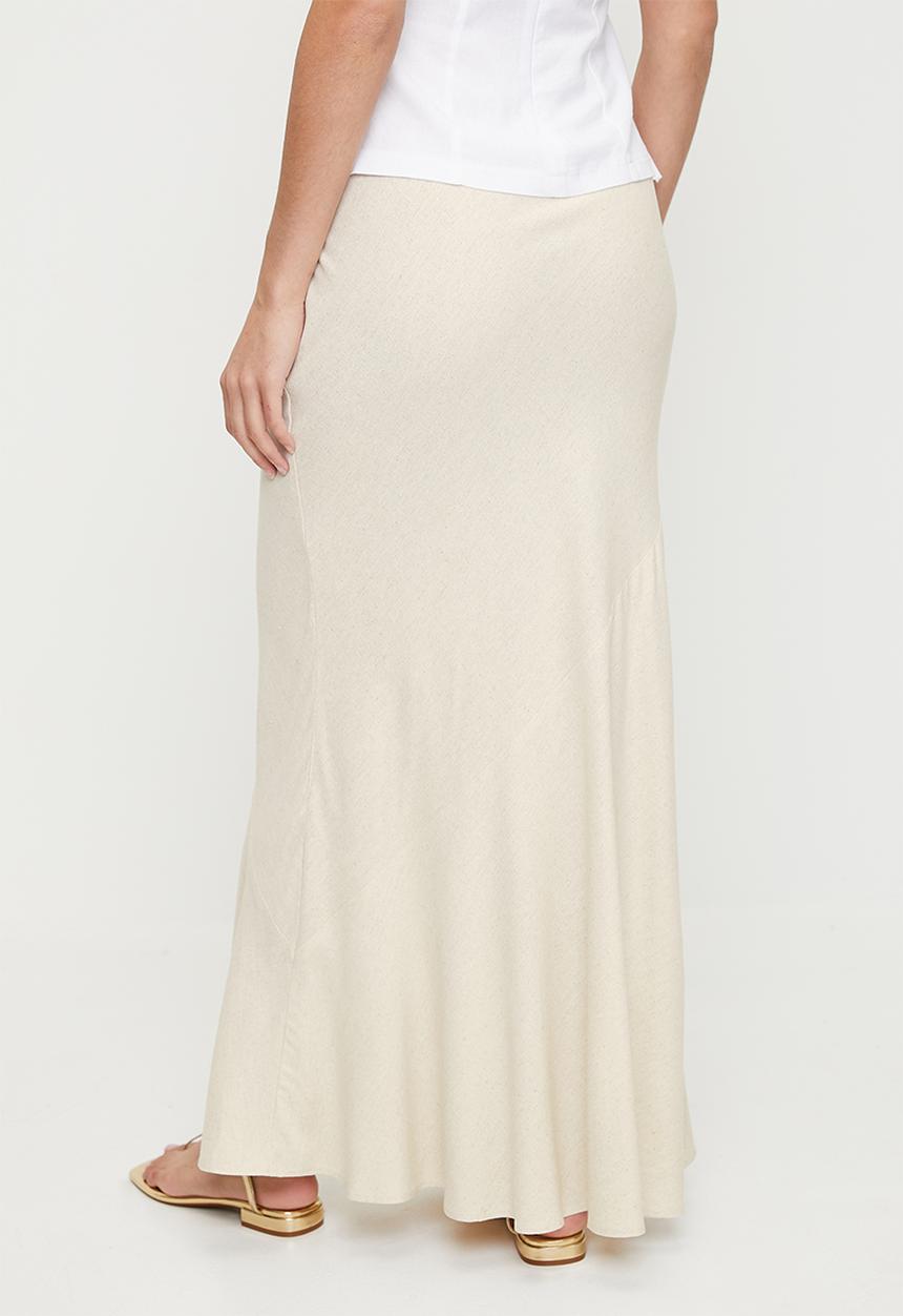 edit - Bias laundered linen maxi slip skirt - stone