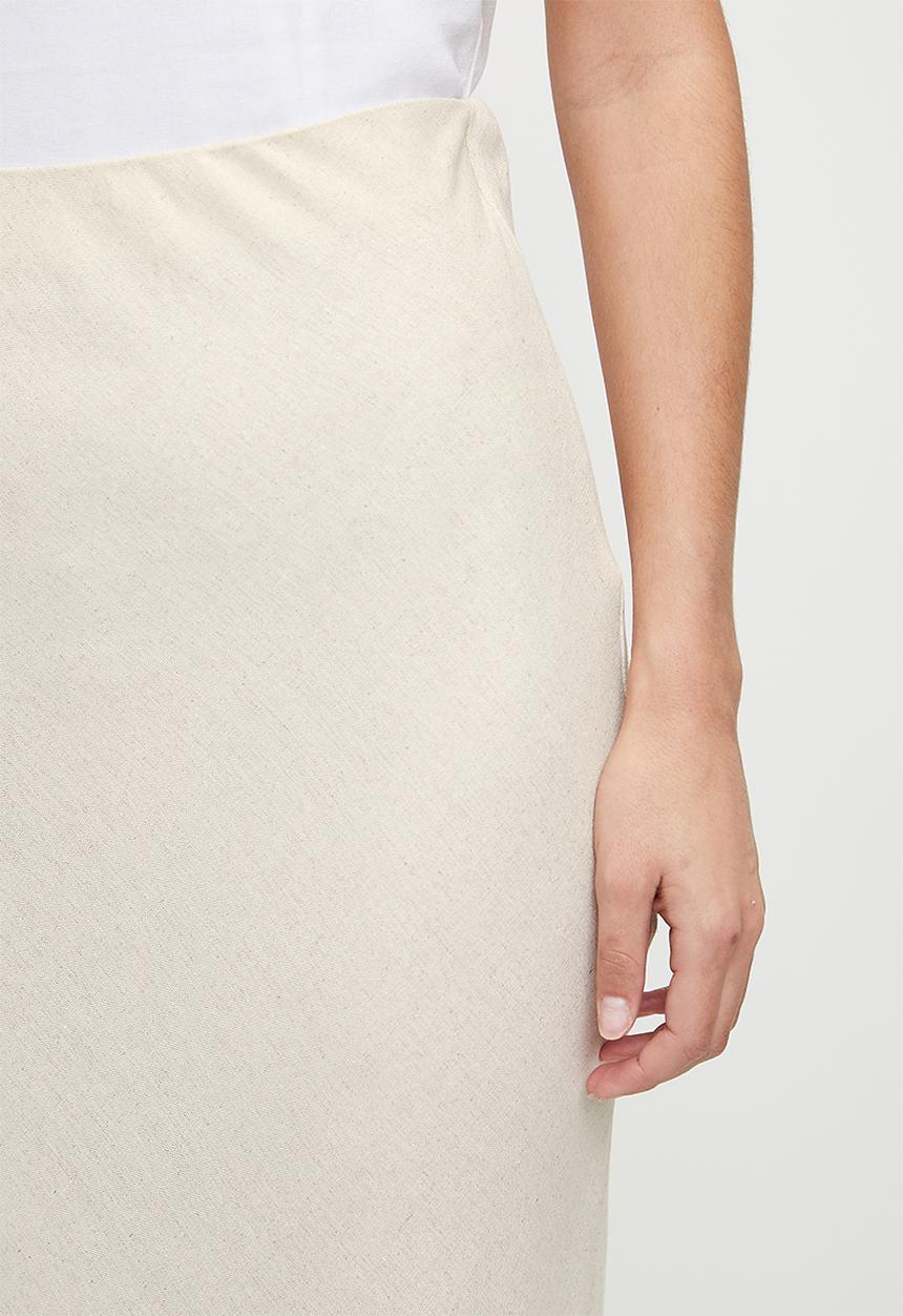 edit - Bias laundered linen maxi slip skirt - stone