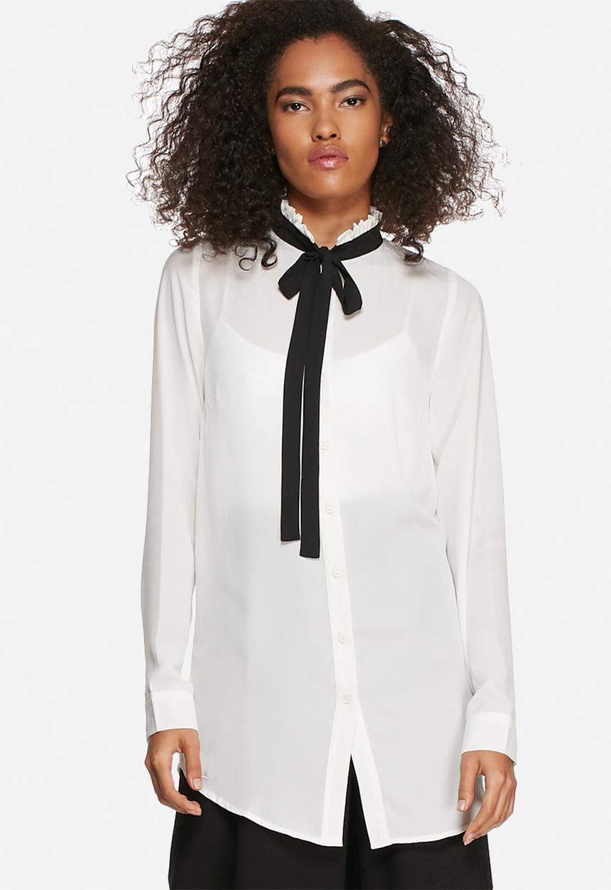 Influence. - Ruffled neck pussy bow shirt