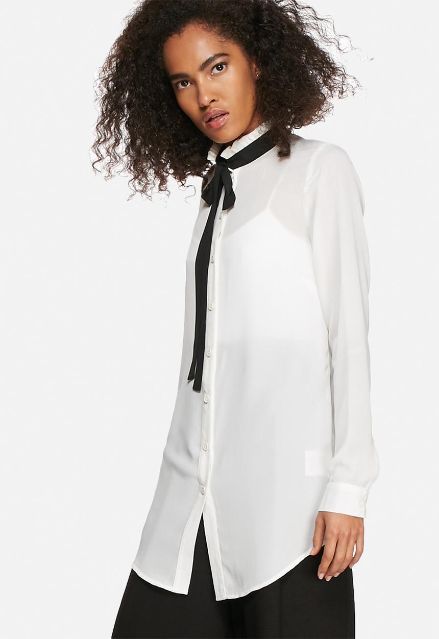 Influence. - Ruffled neck pussy bow shirt