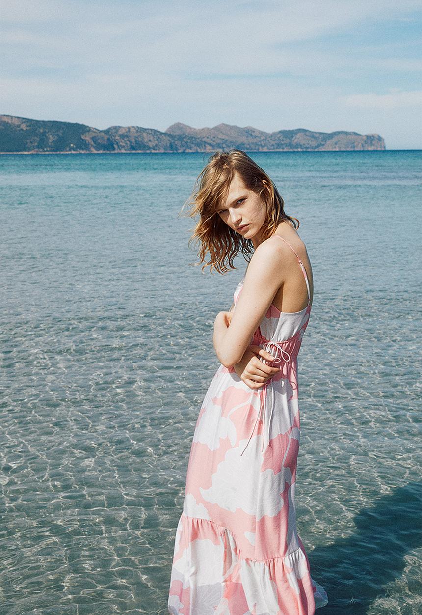 H&M - Drawstring-detail maxi dress - pink,multi