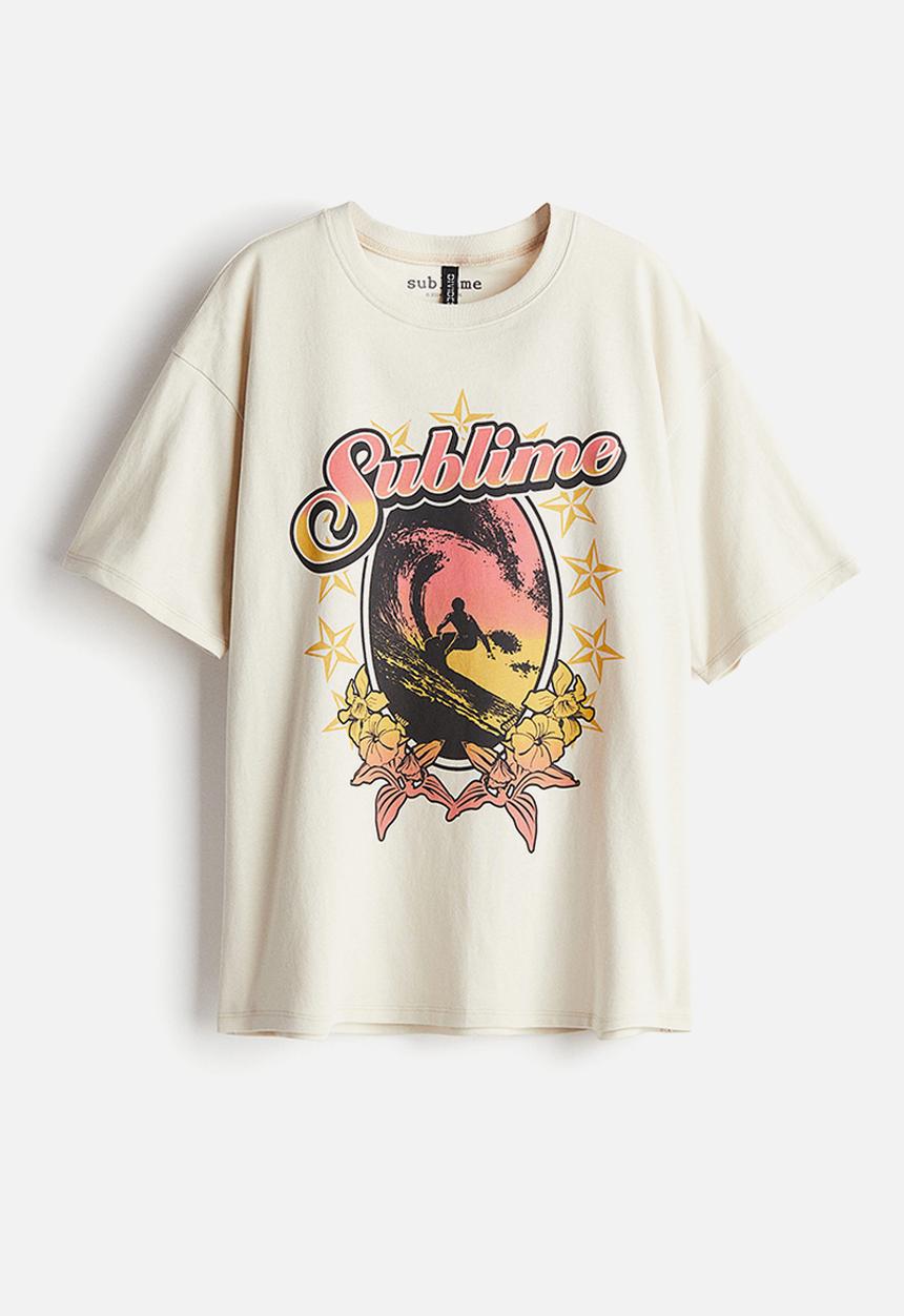 H&M - Oversized printed T-shirt - white,multi