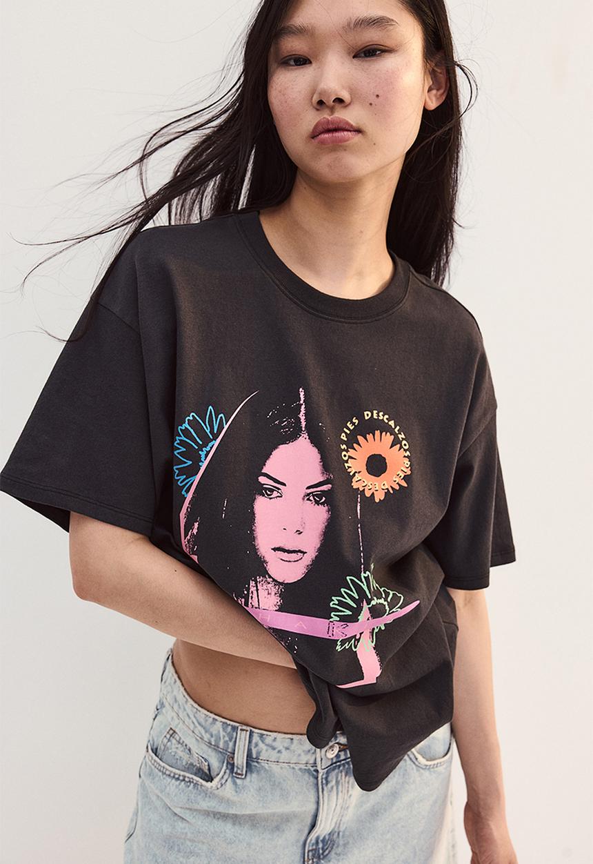 H&M - Oversized printed T-shirt - grey,multi