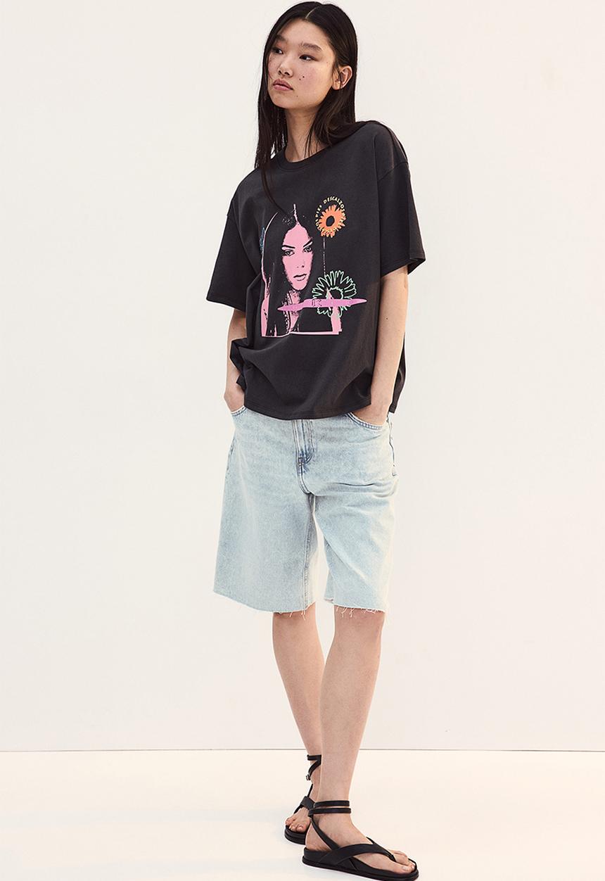 H&M - Oversized printed T-shirt - grey,multi