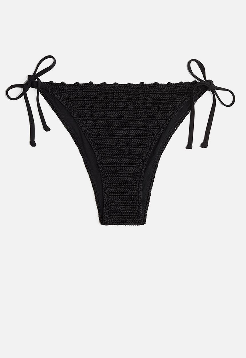 H&M - Crochet-look tie tanga bikini bottoms - black