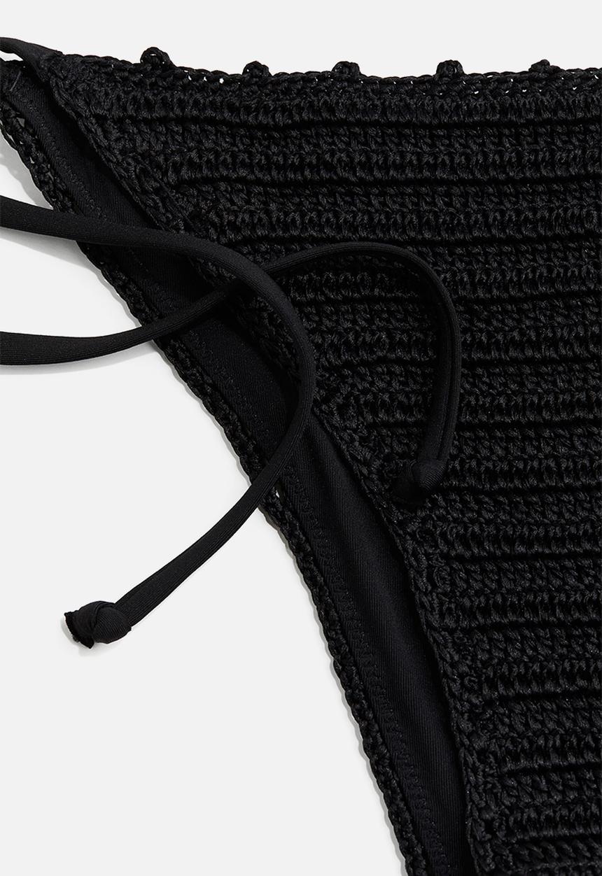 H&M - Crochet-look tie tanga bikini bottoms - black