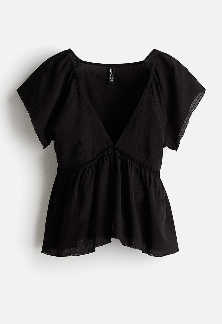 H&M - Crêpe peplum blouse - black