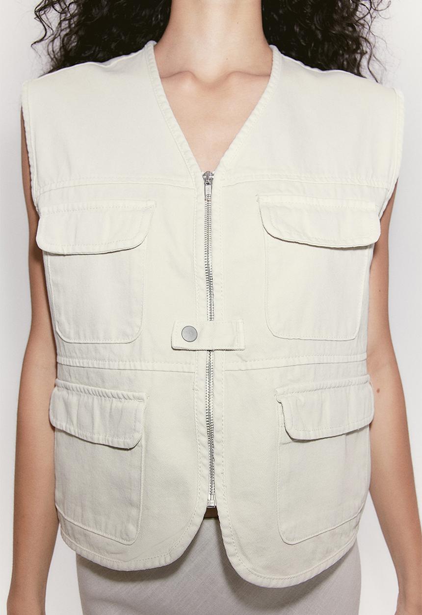 H&M - Twill cargo gilet - white
