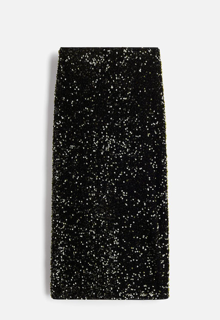 H&M - Sequined midi skirt - dark green