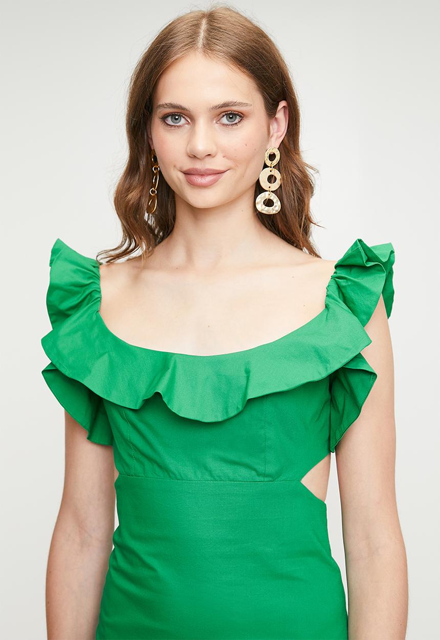MILLA - Ruffle overlay mini shift dress - jolly green