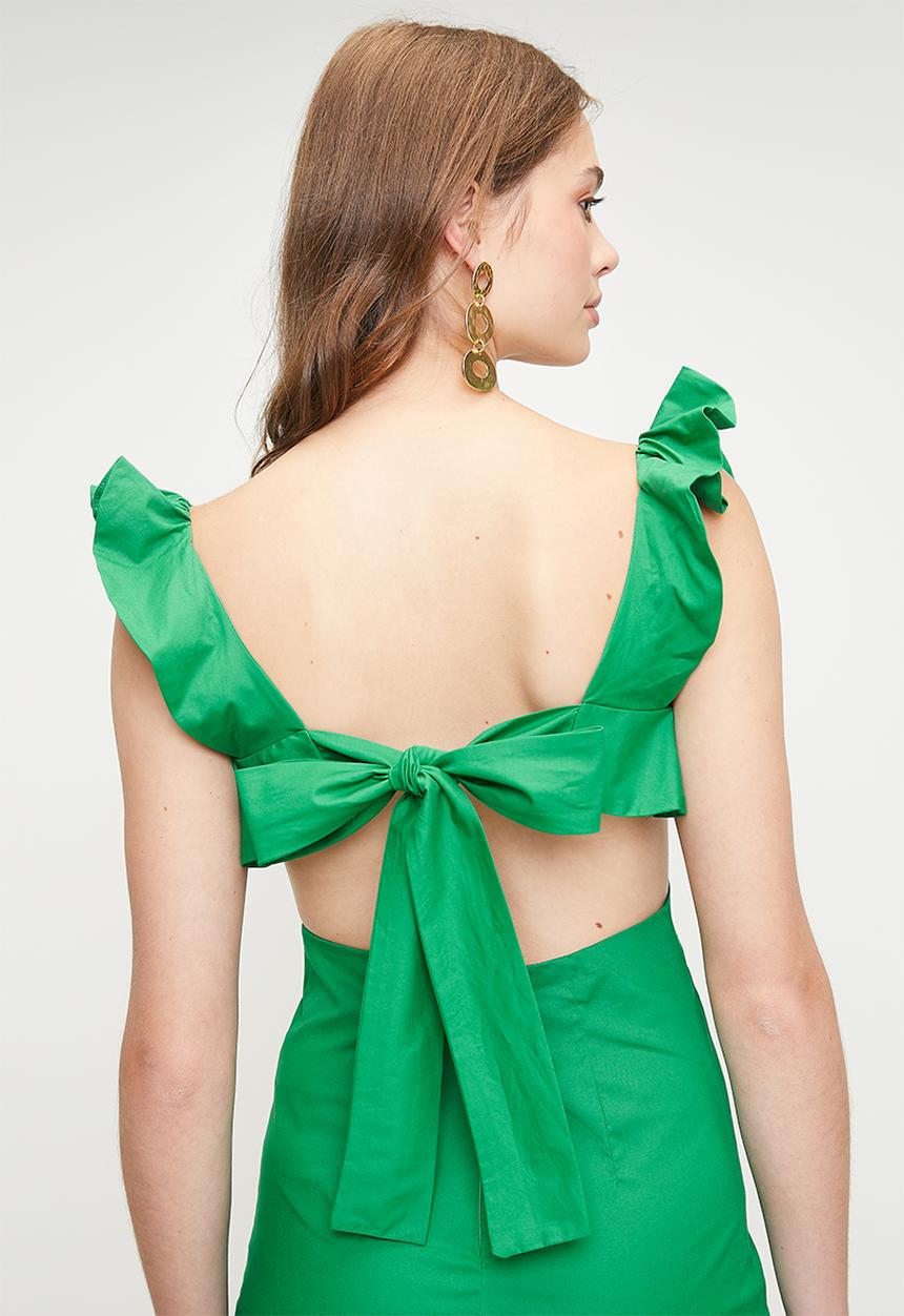 MILLA - Ruffle overlay mini shift dress - jolly green