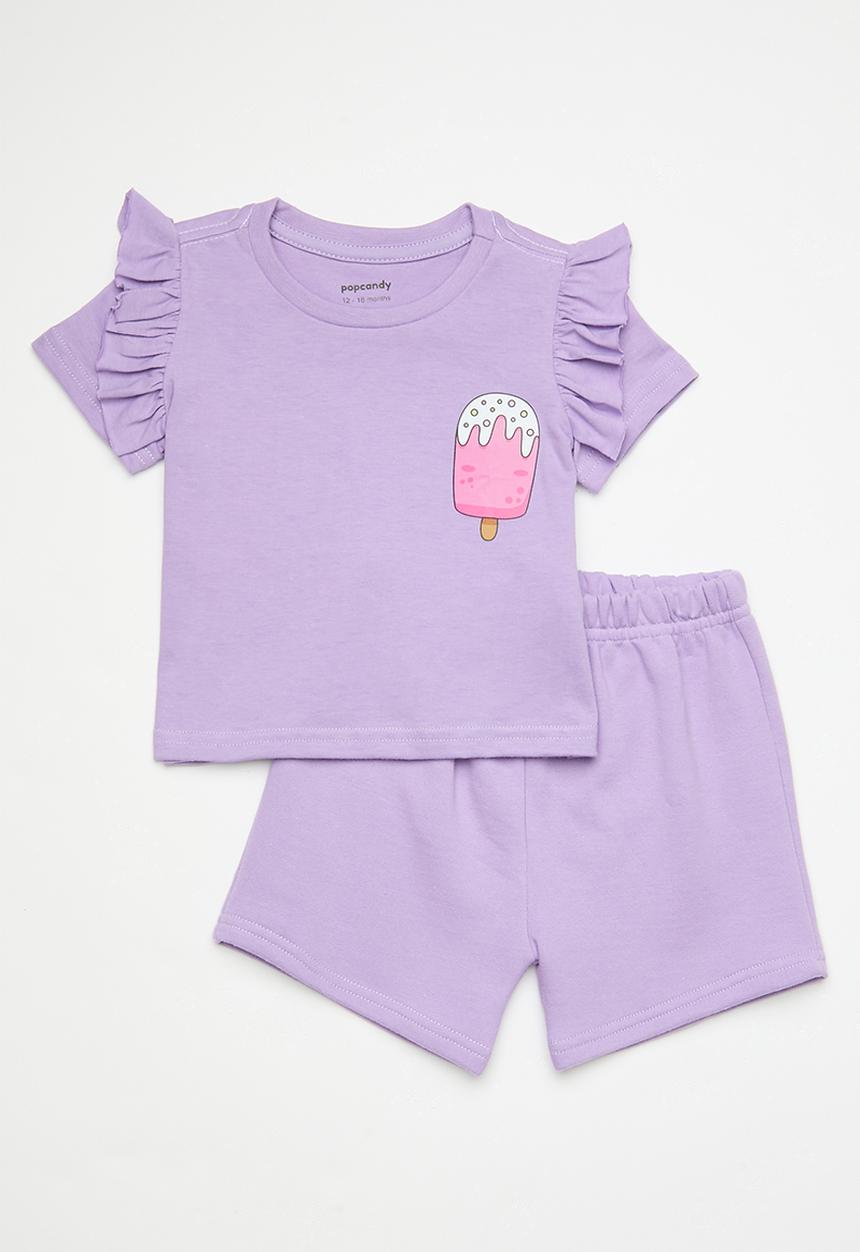 Pop Candy - Tee & short set-lilac