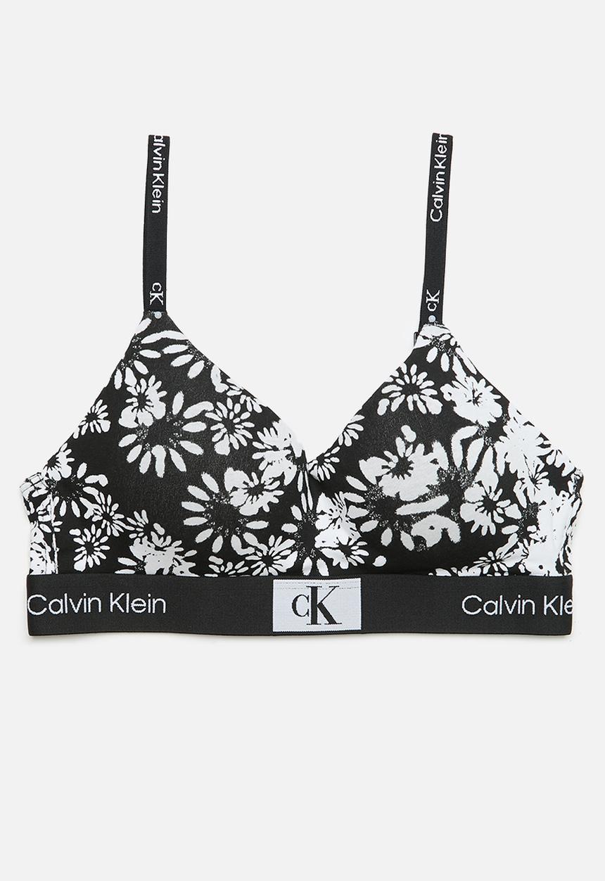 Calvin Klein - 1996 COTTON longline bralette  - black/white