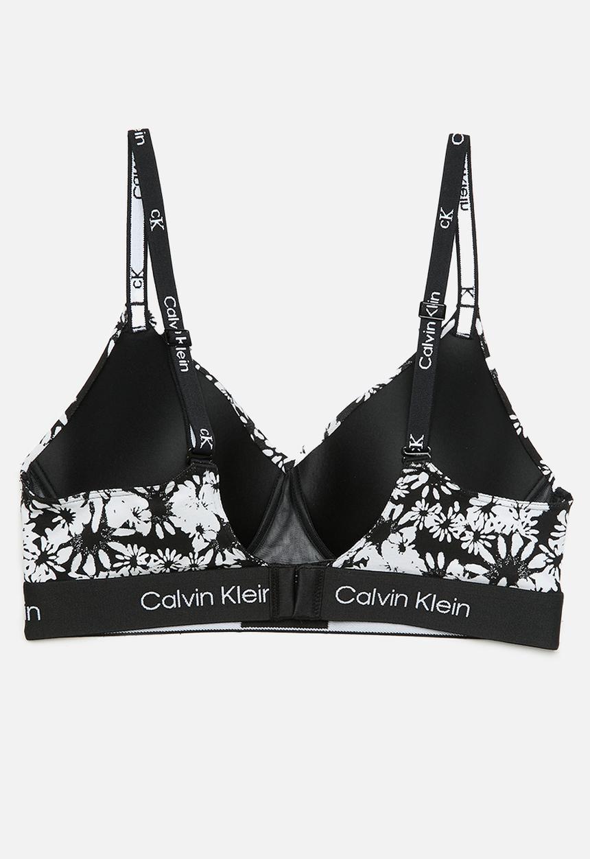 Calvin Klein - 1996 COTTON longline bralette  - black/white
