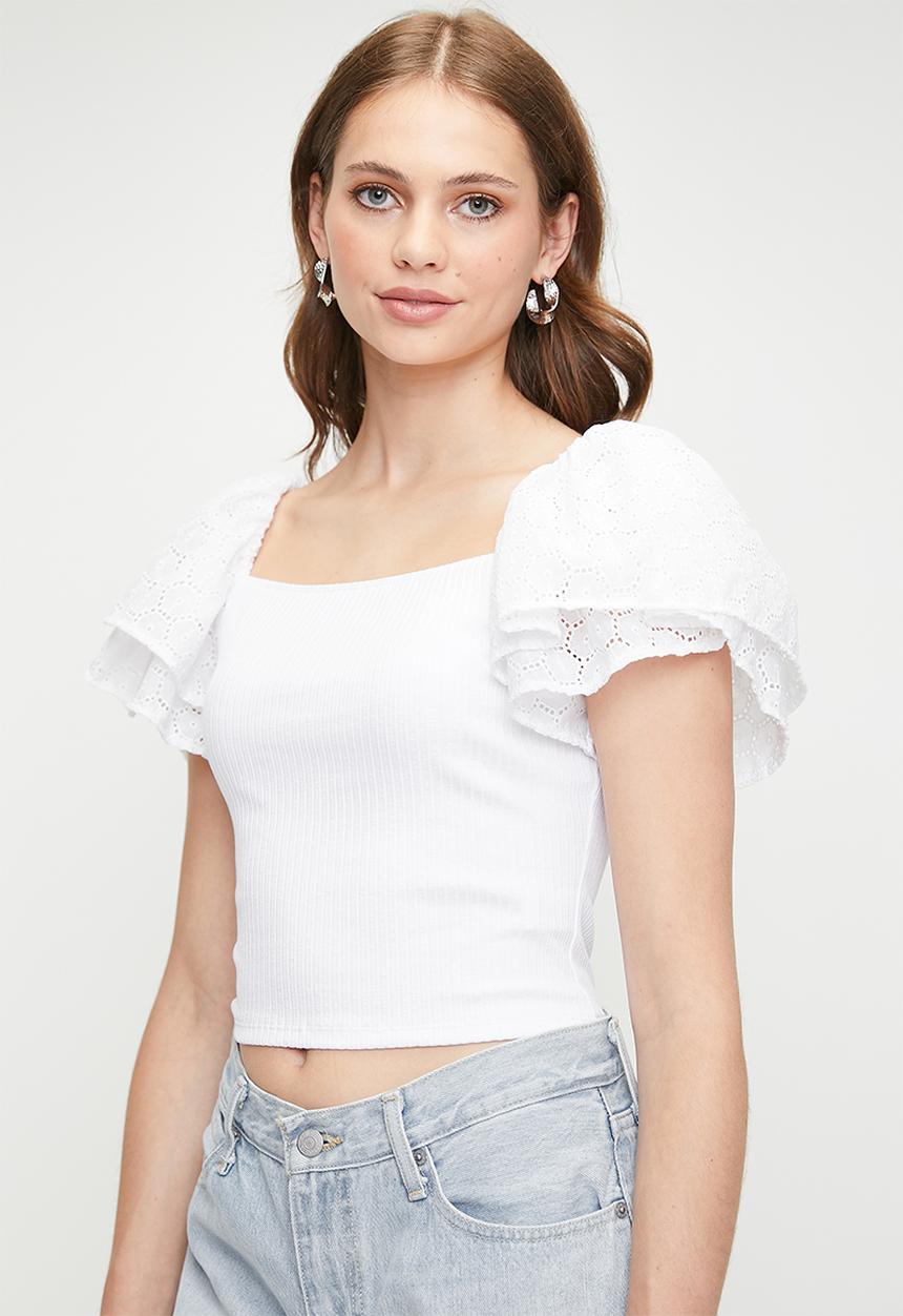 MILLA - Combo anglaise top - white