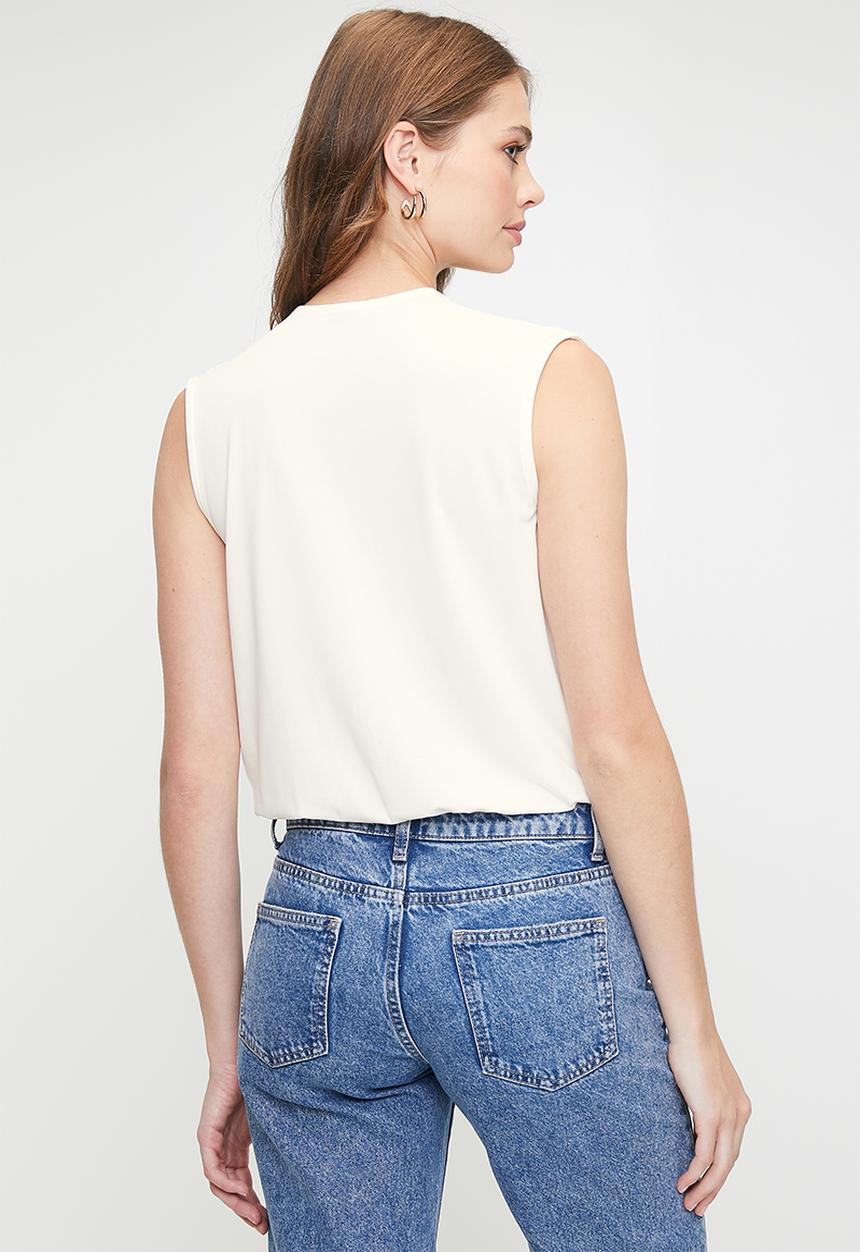 MILLA - V-neck wrap over combo bodysuit - milk