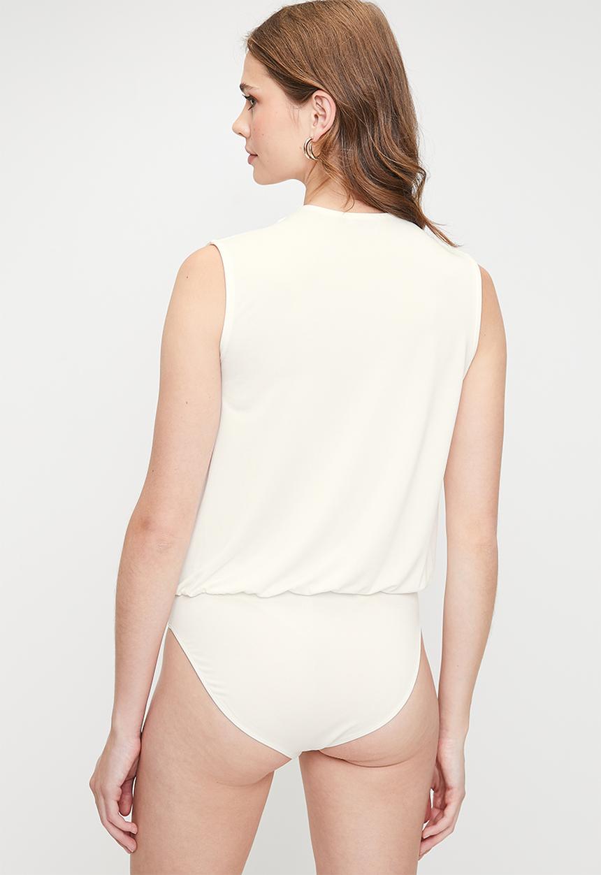 MILLA - V-neck wrap over combo bodysuit - milk