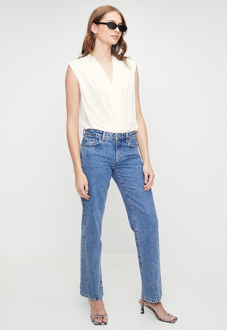 MILLA - V-neck wrap over combo bodysuit - milk