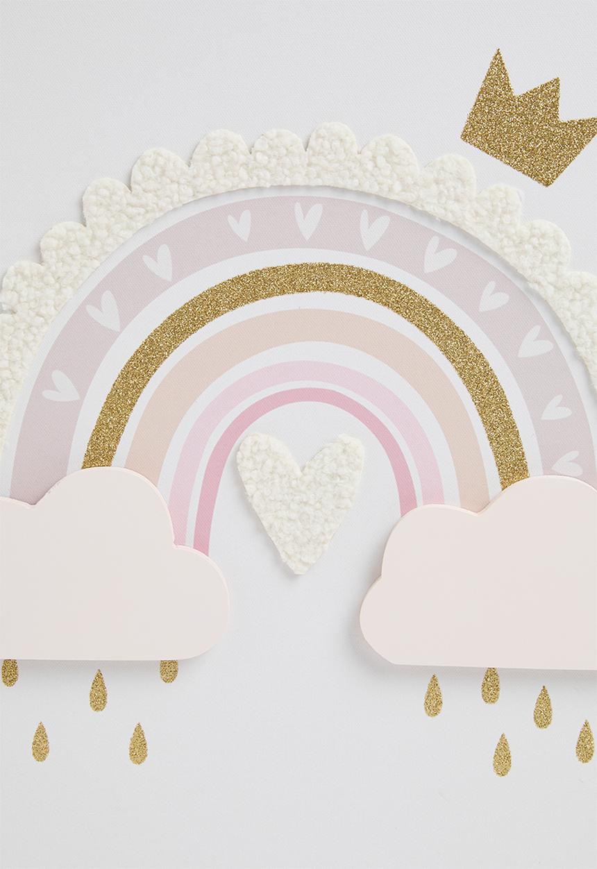 Sixth Floor - Rainbow framed canvas with 3d objects - pink	