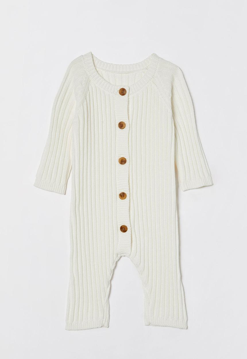 Cotton On - Organic knit long sleeve romper - milk